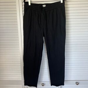 J Crew Woman’s Linen/Cotton Blend Black Cropped Pants 25” inseam Size 10